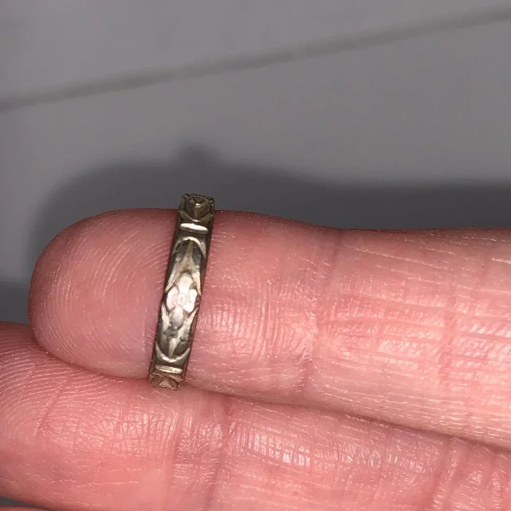 Sterling Silver Floral Design Ring, Size 3 1/4